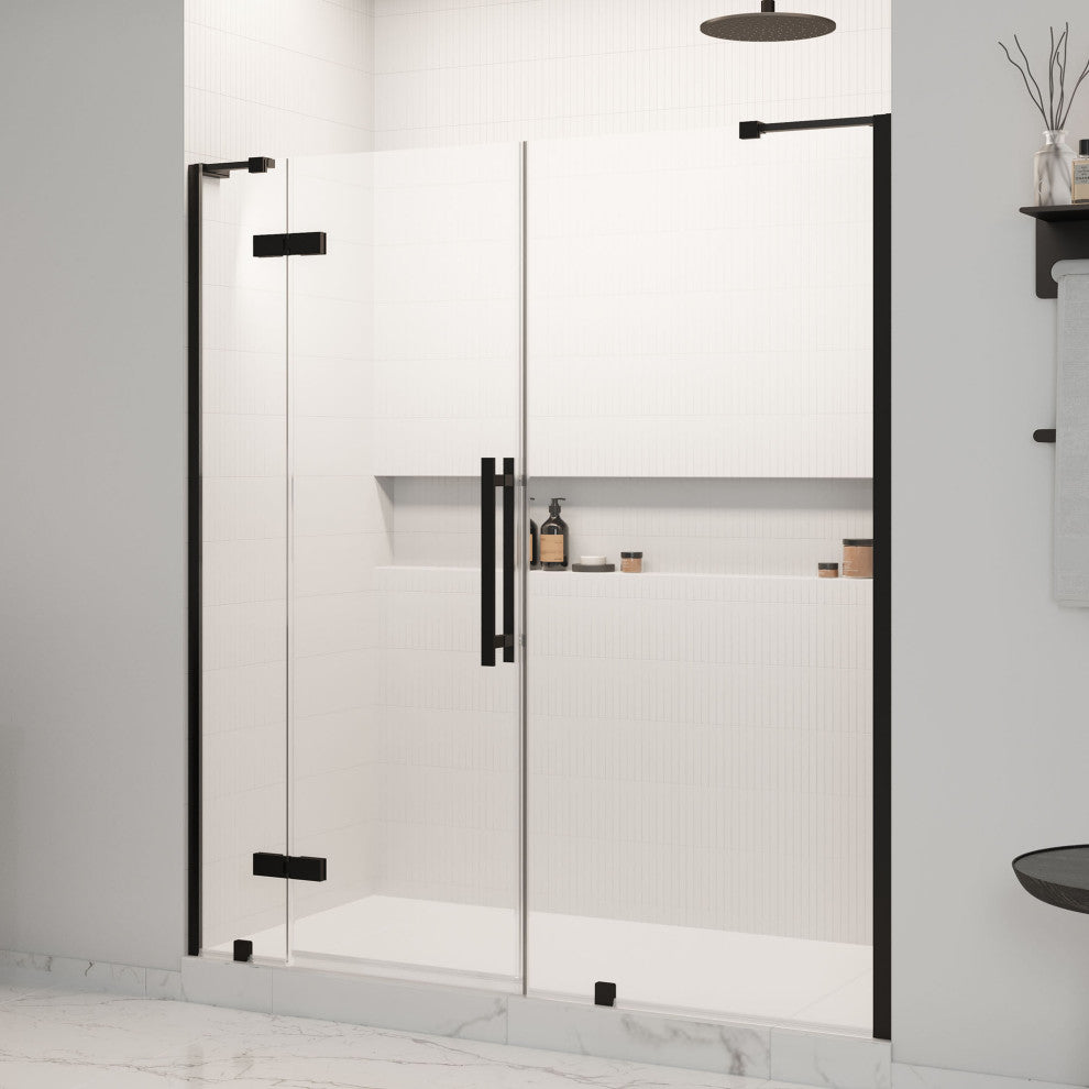 Tampa 69-71 5/16"Wx72"H Alcove Hinge Shower Door Black
