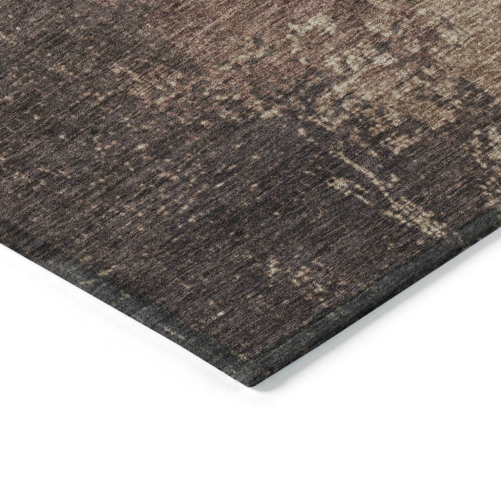 Machine Washable Indoor/Outdoor Chantille ACN1904 Chocolate 8' x 8' Round Rug