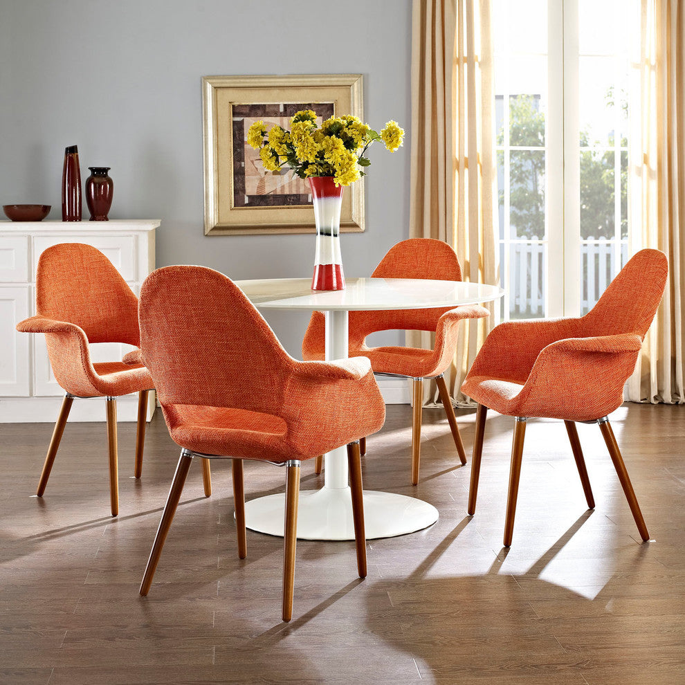 Modern Contemporary Kitchen Dining Armchair Set of 4 Orange