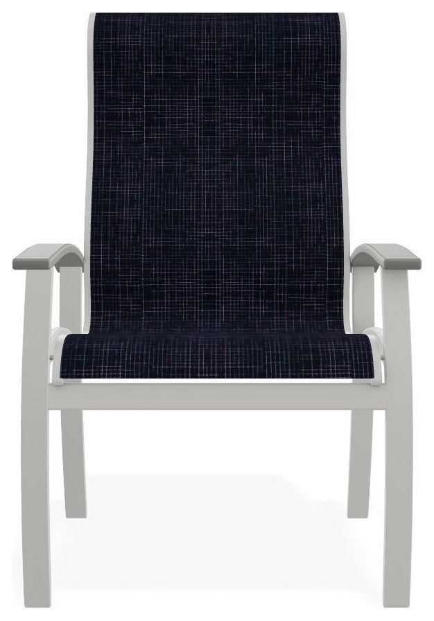 Belle Isle Sling Outdoor Dining Chair, Moments Navy/Snow