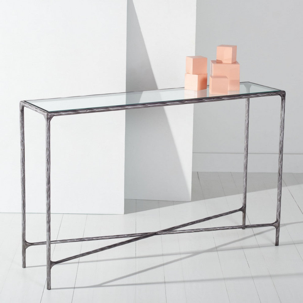 Safavieh Couture Jessa Forged Metal Rectangle Console Table, Silver