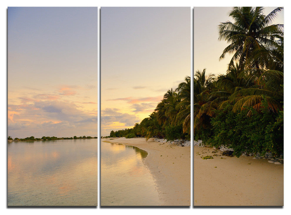 "Expansive Tropical Beach Evening" Metal Wall Art, 3 Panels, 36"x28"