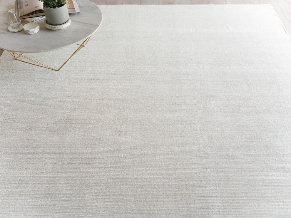 Pavia Modern Handloomed Silky Nylon White Area Rug, 9'x12'