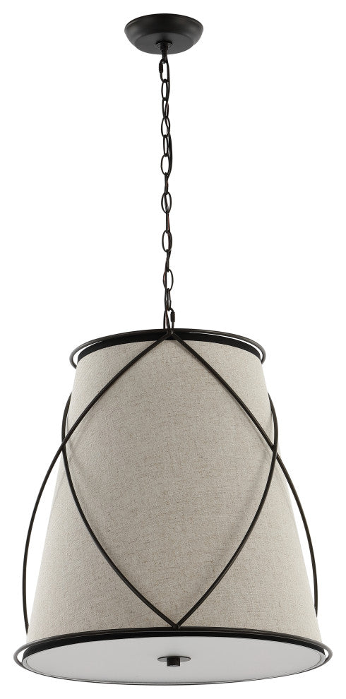 Milo 19" 3-Light Rustic Farmhouse Iron LED Pendant, Oil Rubbed Bronze