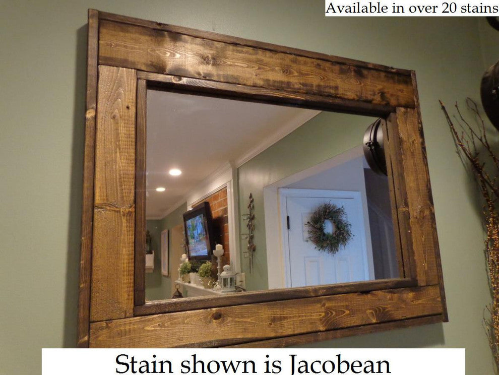 Herringbone Stained Vanity Mirror, Unfinished, 42"x30", Horizontal