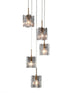 LNC Tucana Polished Gold Matte Black Modern Pendant Light, Textured Glass, 5 Light