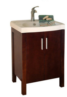 Haywood 23.8" Single Vanity, Dark Walnut With Vitreous China Vanity Top, White