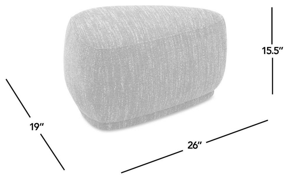 Pebble 26" Rounded Triangle Cocktail Ottoman, Mustard Yellow Tweed