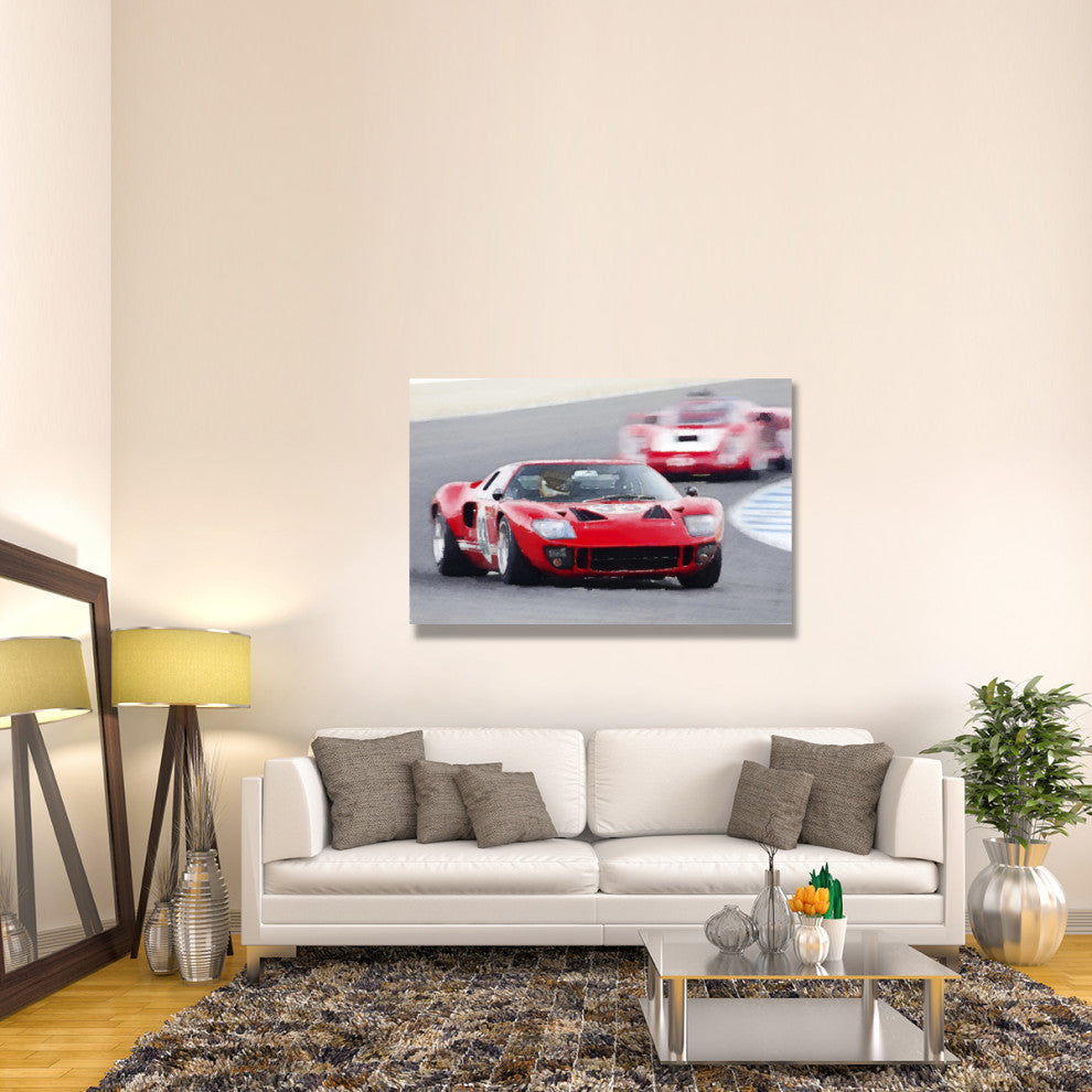 "Ford GT40 Race in Monterey Watercolor" Fine Art Print