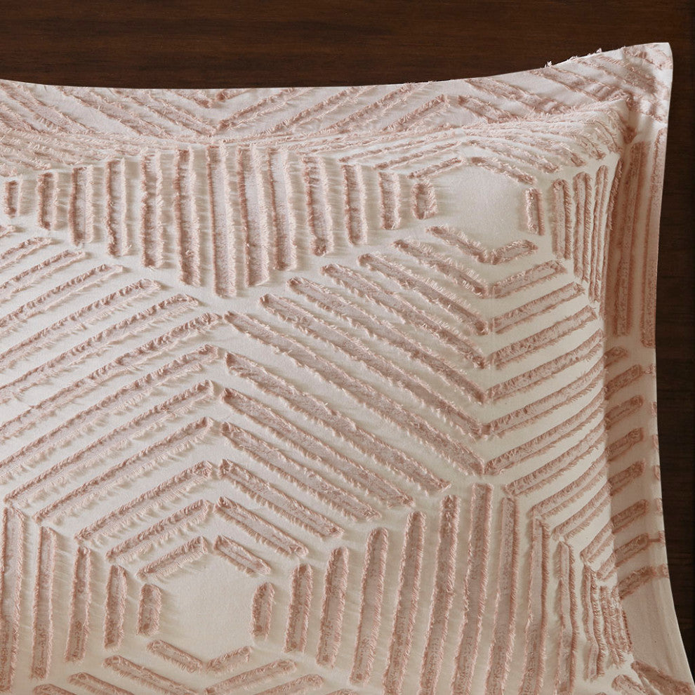 INK+IVY Ellipse Cotton Jacquard Comforter Set, Blush, Full/Queen