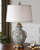 Boutique Crackled Ceramic-Light Blue Urn Table Lamp