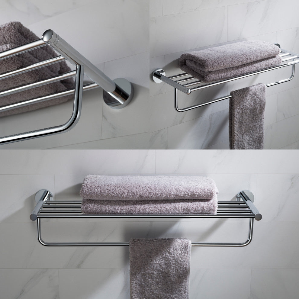 Elie Bathroom Shelf with Towel Bar, Chrome