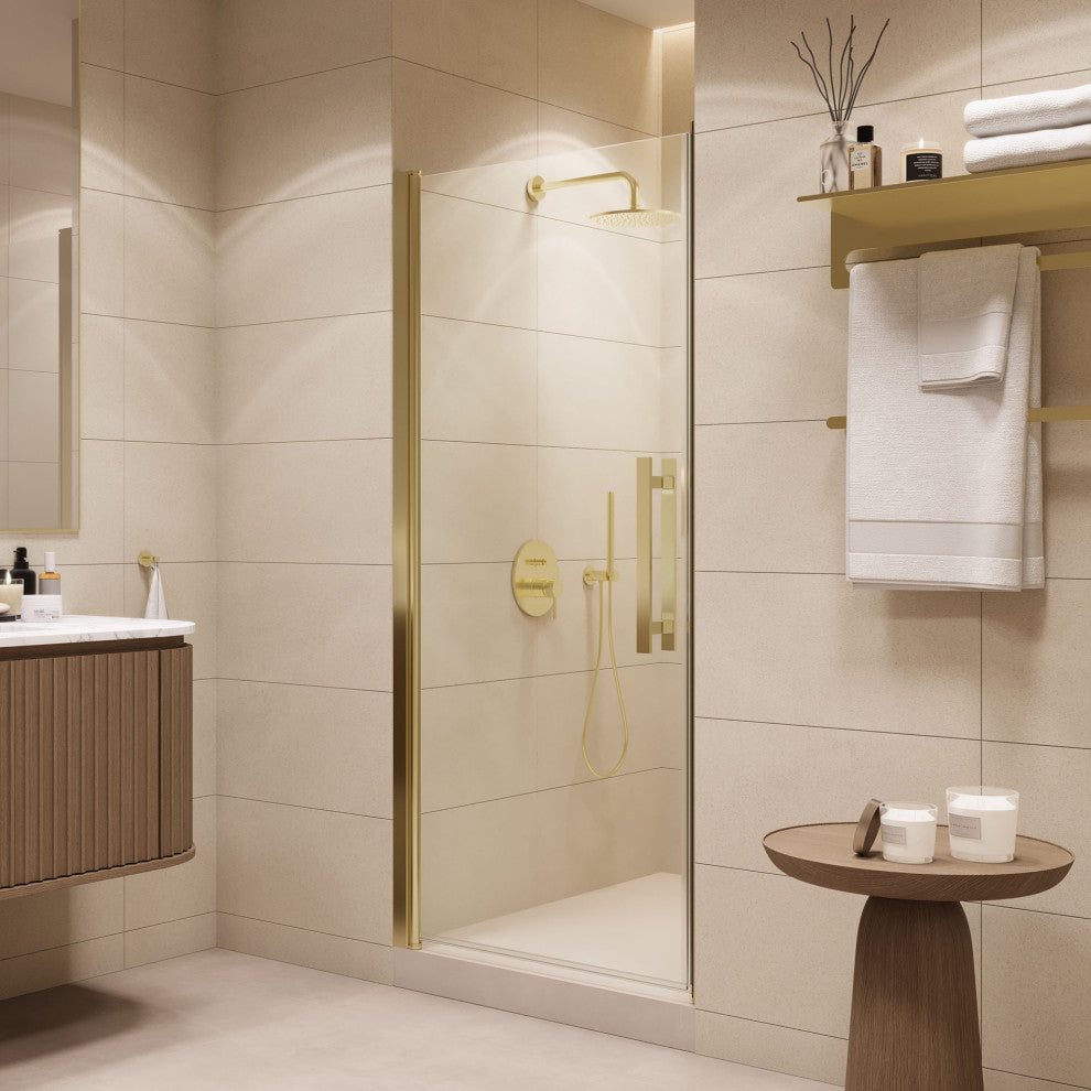 Pasadena 31 5/8-33"Wx72"H Alcove Pivot Shower Door Brushed Gold