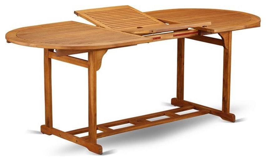 East West Furniture Beasley Wood Patio Dining Table in Natural Oil