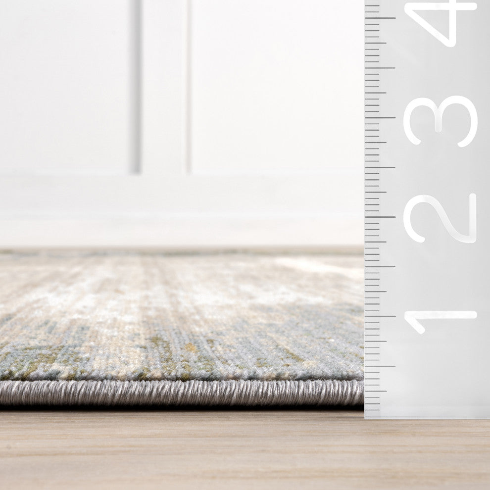 Rhianna Contemporary Abstract Area Rug, Dark Beige 2'8"x8'