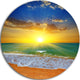 Dramatic Seashore Sky In Yellow, Modern Beach Disc Metal Artwork, 36"