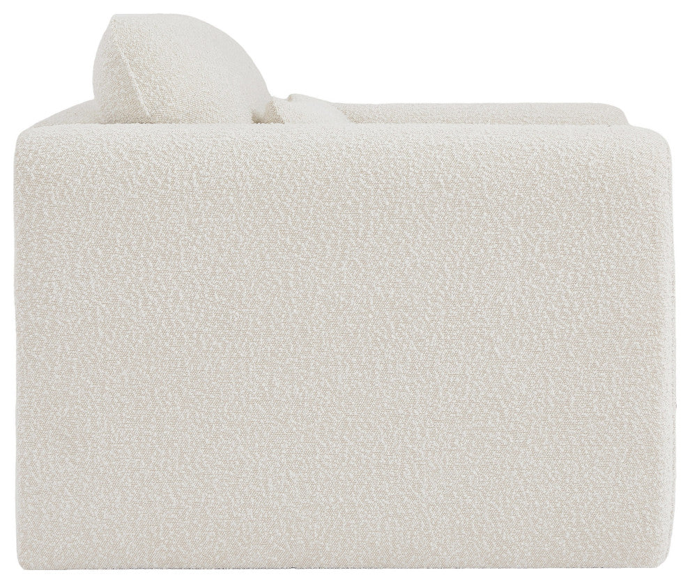Stylus Boucle Fabric Upholstered Chair, Cream