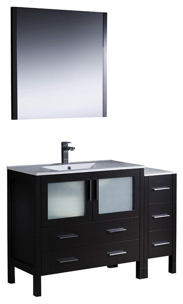 Torino 48" Espresso Modern Bathroom Vanity With Side Cabinet, FFT3071CH