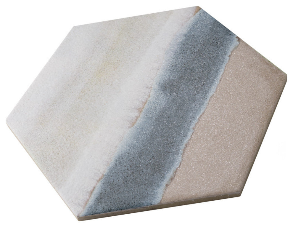 Matter Hex Canvas Taupe Blue Porcelain Floor and Wall Tile