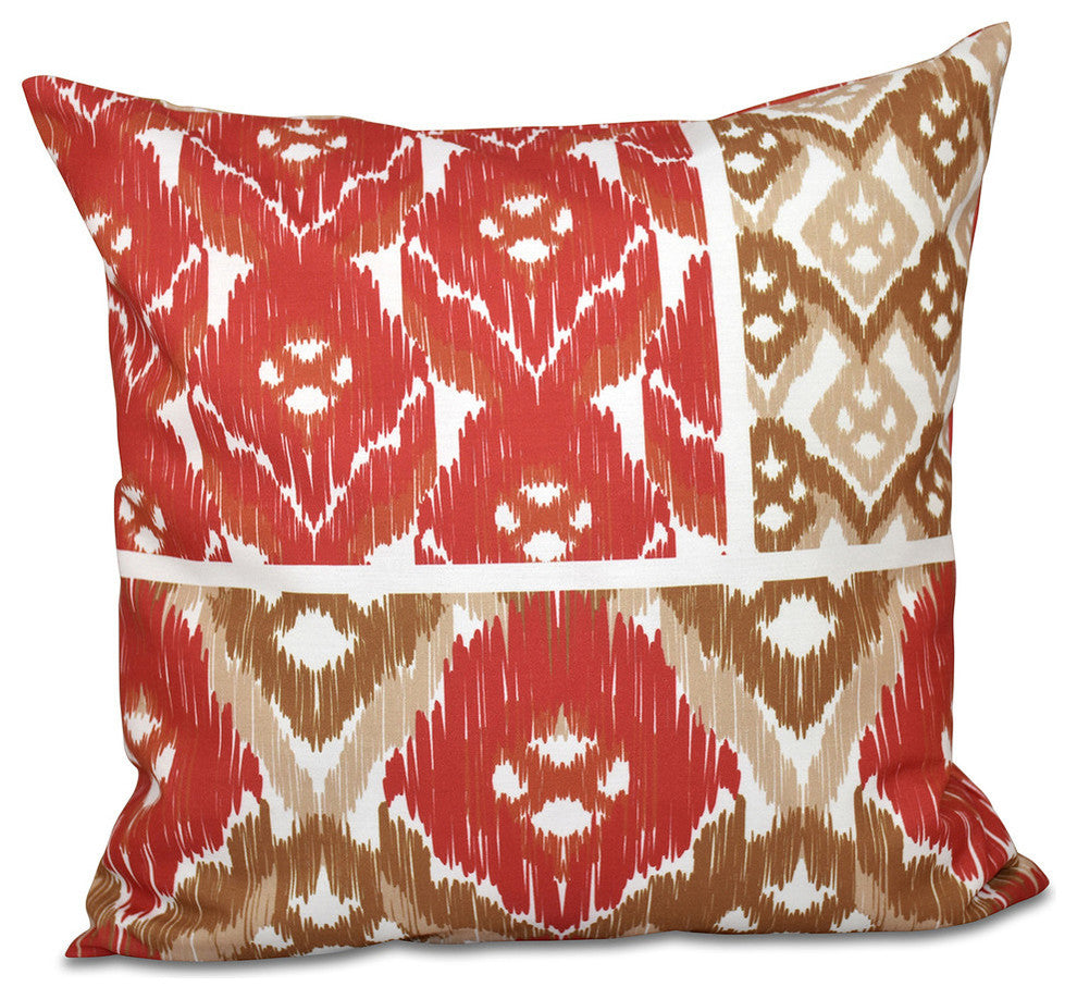 Free Spirit, Geometric Print Pillow, Coral, 20"x20"