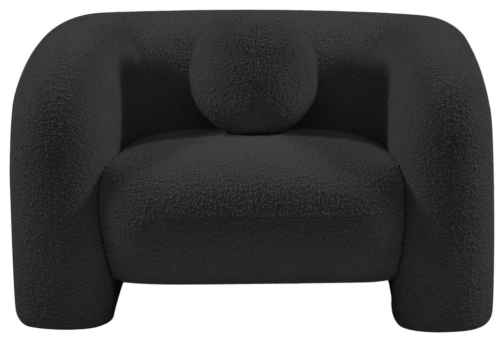 Emory Boucle Fabric Upholstered Upholstered Chair, Black