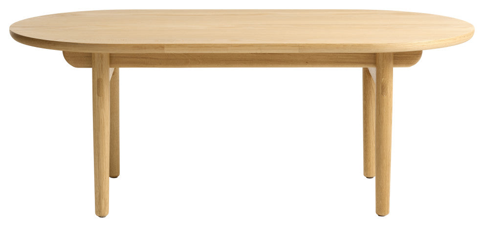 Mid-Century Modern Oval Coffee Table, Natural Oak