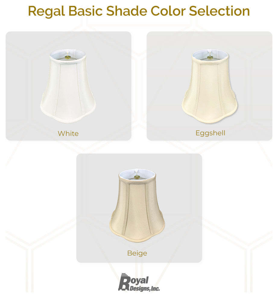 Royal Designs Bottom Scalloped Bell Lamp Shade, White, 8x16x13, Set of 2