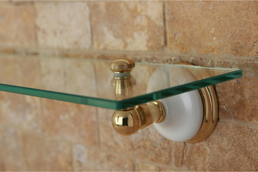 Kingston Brass Glass Shelf, Polished Brass