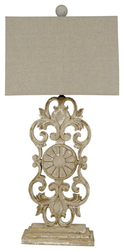 Elora Carved Wood Table Lamp