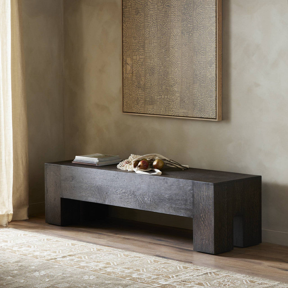 Abaso Accent Bench Ebony Rustic Wormwood Oak