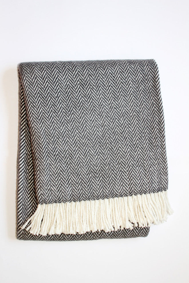 Herringbone Throw, Dark Grey
