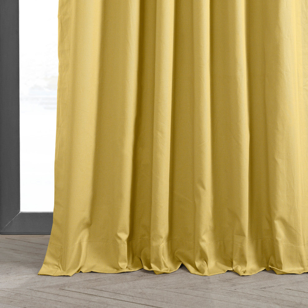 Solid Cotton Blackout Curtain Single Panel, Light Ochre, 50w X 108l