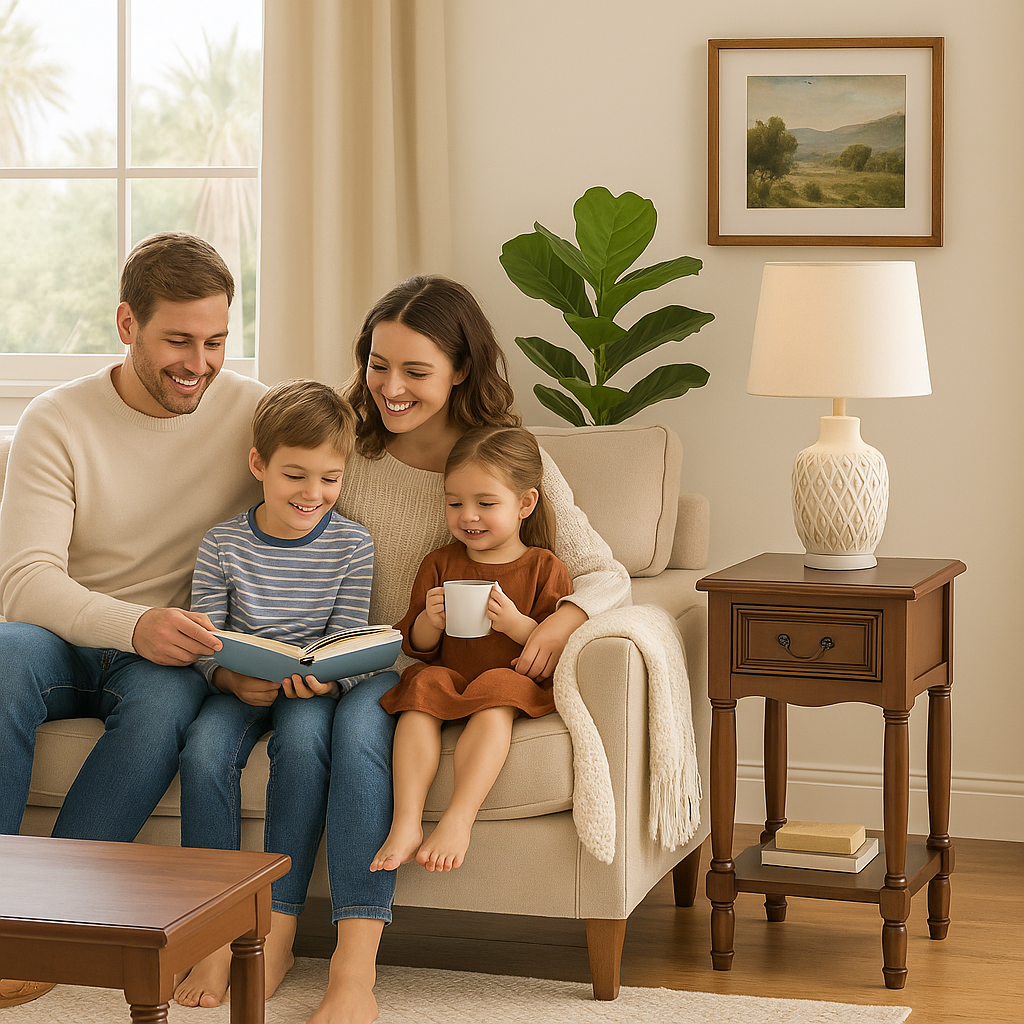 Urban Designs Solid Wood Night Stand Table, Dark Brown