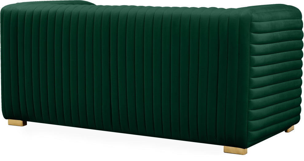 Ravish Velvet Upholstered Chair, Green, Loveseat