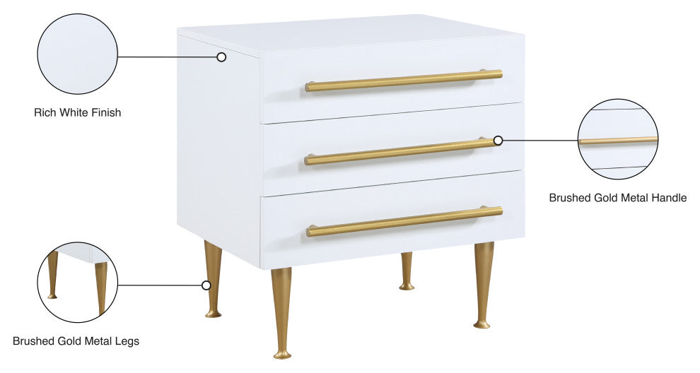 Marisol Night Stand, Rich White Finish