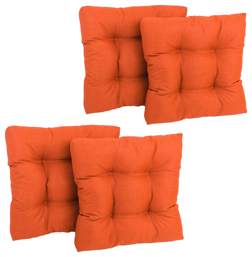 19" Squared Polyester Tufted Dining Chair Cushion, Set of 4-Tangerine Dream