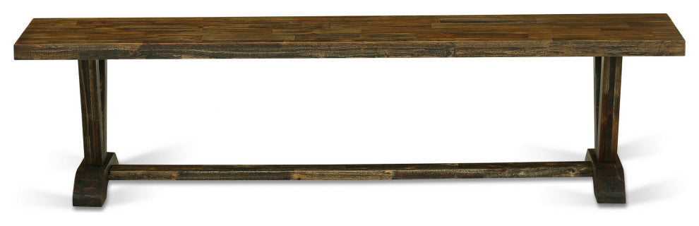 V-Style 15X72 In Dining Bench, Distressed Jacobean 418 Leg, Top Finish