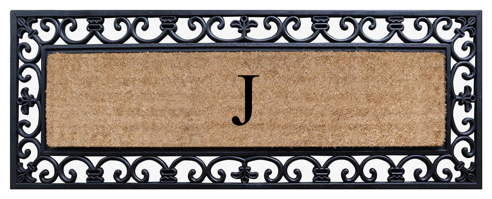 First Impression Hand Crafted Myla Monogrammed Large Entry Doormat, 18"x48", J
