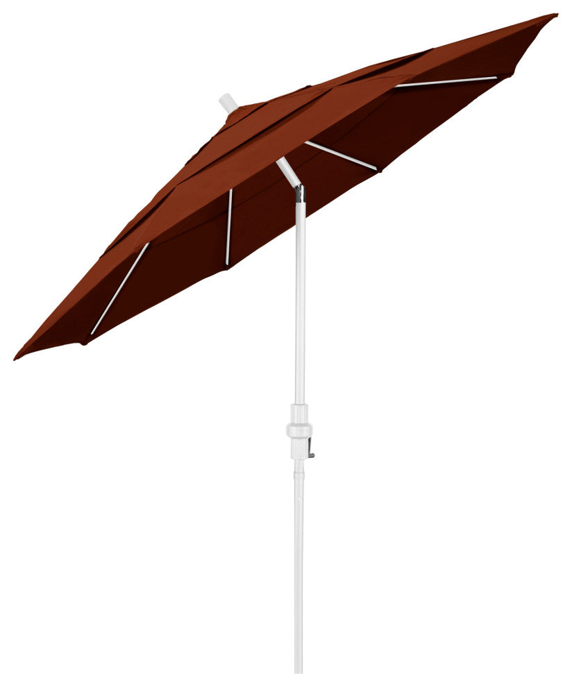 11' Matted White Collar Tilt Lift Fiberglass Rib Aluminum Umbrella, Pacifica, Brick