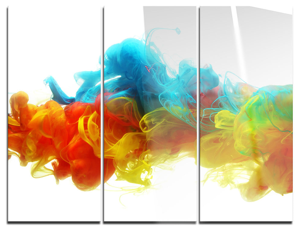 "Colorful Ink in Water" Glossy Metal Wall Art, 3 Panels, 36"x28"