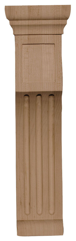 4"W x 4"D x 14"H Recessed Groove Corbel, Red Oak