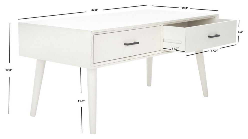 Safavieh Mozart Mid Century Coffee Table, Distressed White