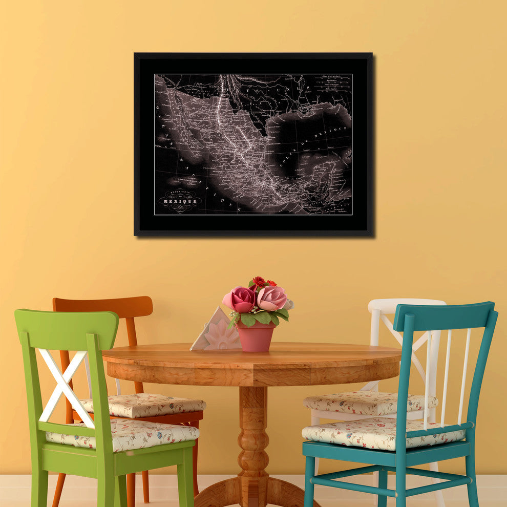 Mexico Vintage Vivid Sepia Map Canvas, 16"x21"