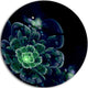Green Abstract Fractal Flower, Floral Digital Art Round Wall Art, 11"