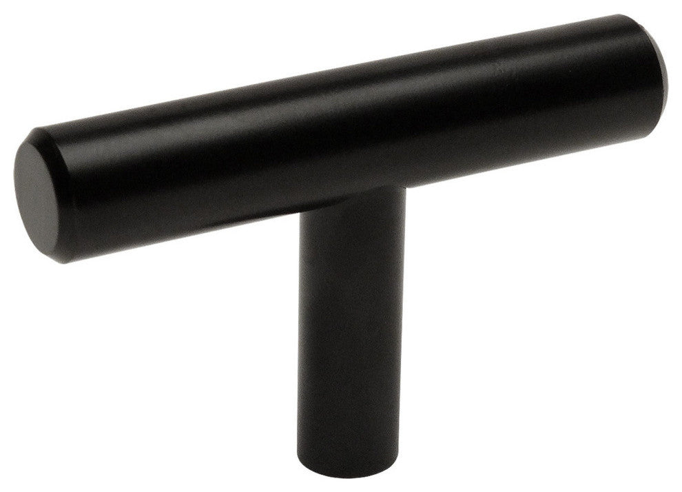 Cosmas 404FB Flat Black Slim Line Euro Style Cabinet T-Knob, Set of 10