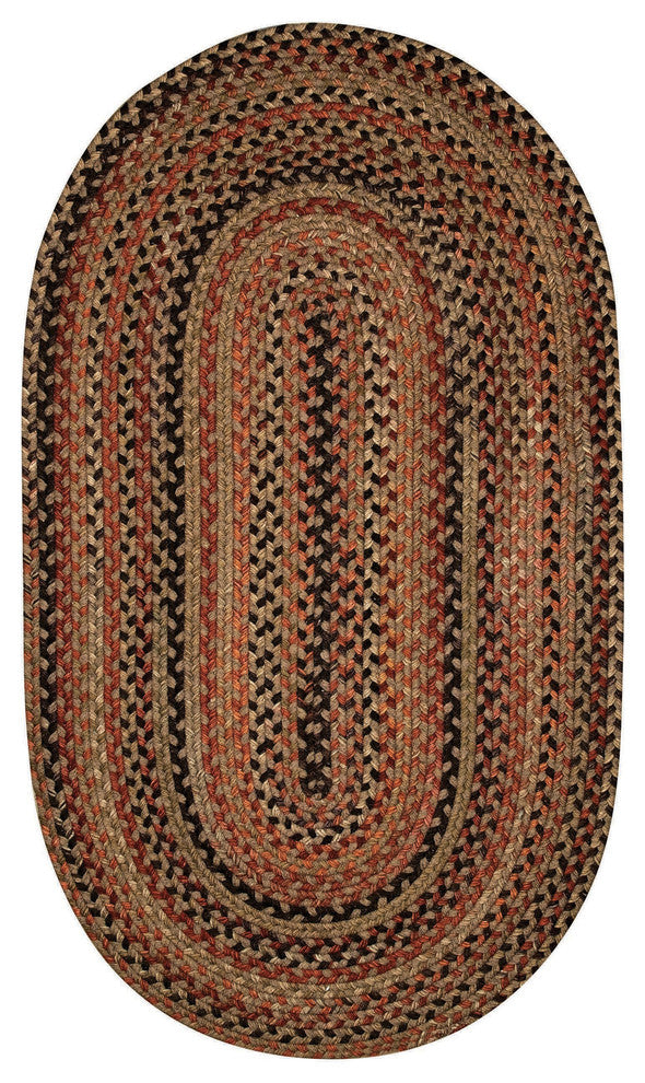 Manchester Braided Oval Rug, Brown Hues, 2'x3'