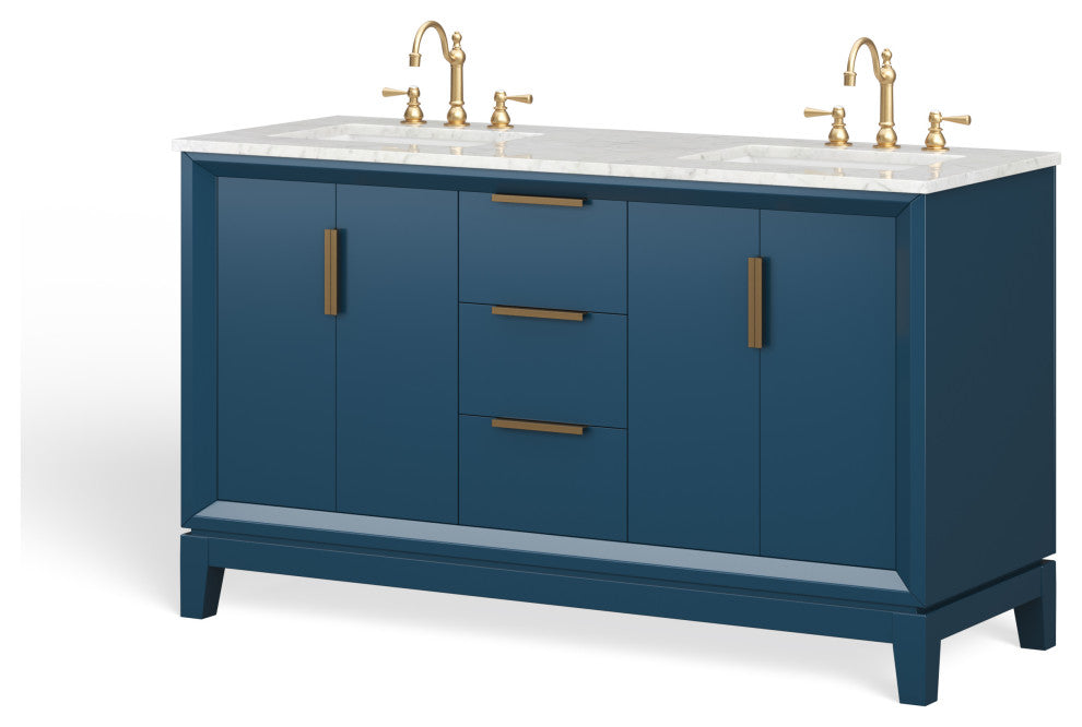 The Ezra Bathroom Vanity, Monarch Blue, 60", Double Sink, Freestanding