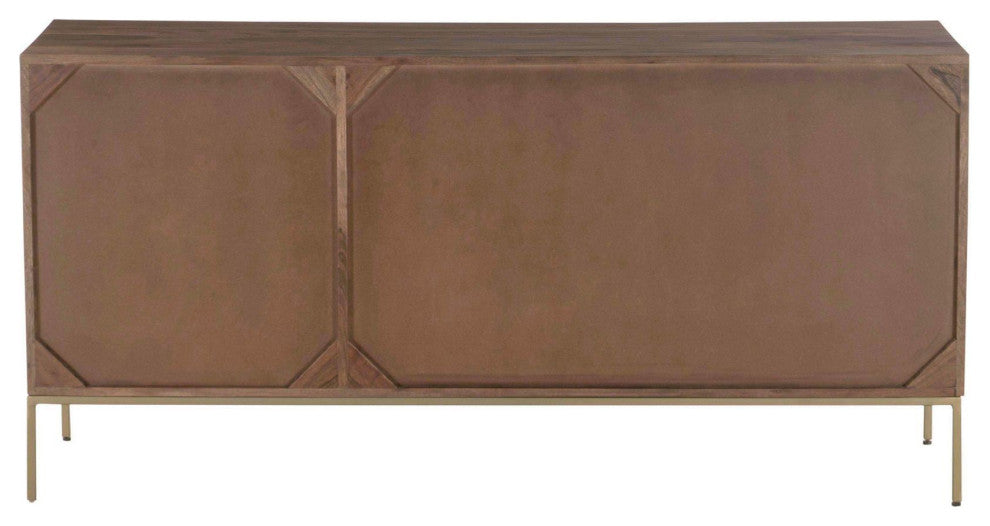 Kenzo 63" Acacia Sideboard, Brown/Brass
