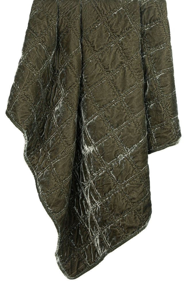 Stella Faux Silk Velvet Double Box Stitch Throw, 50"x60", 1PC, Fern Green