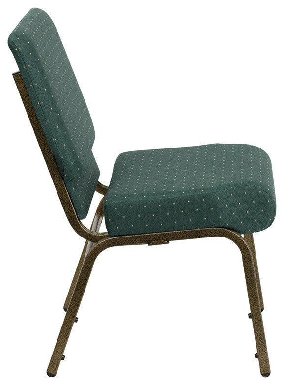 21''W Stacking Chair in Hunter Green Dot Patterned Fabric